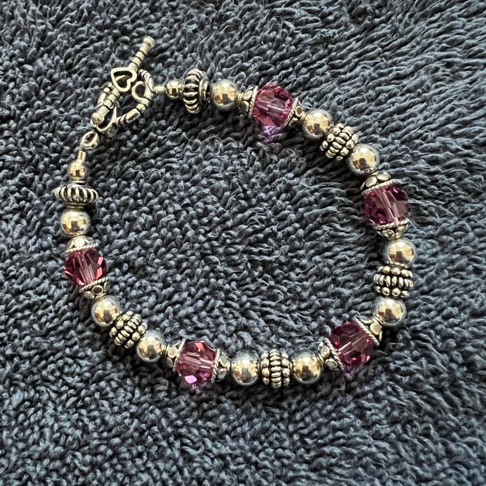 Sterling and pink crystal bracelet